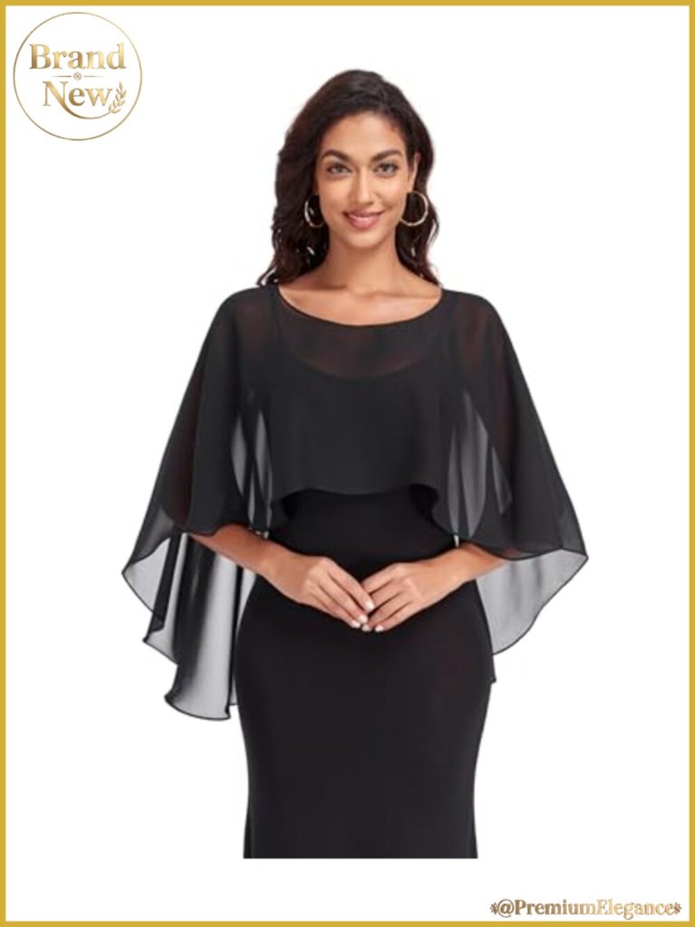 Sheer Chiffon Shawl Wrap Evening Dress Capelet Cover Up for Women